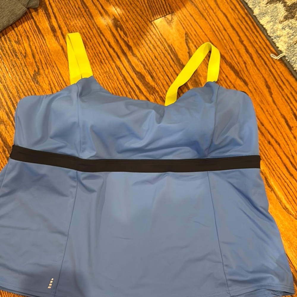 Lands' End Blue and Yellow tankini Swim